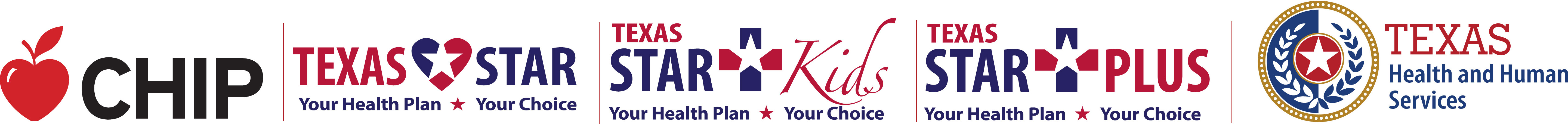 Logos: CHIP, STAR, STAR Kids, STAR Plus and Texas HHS